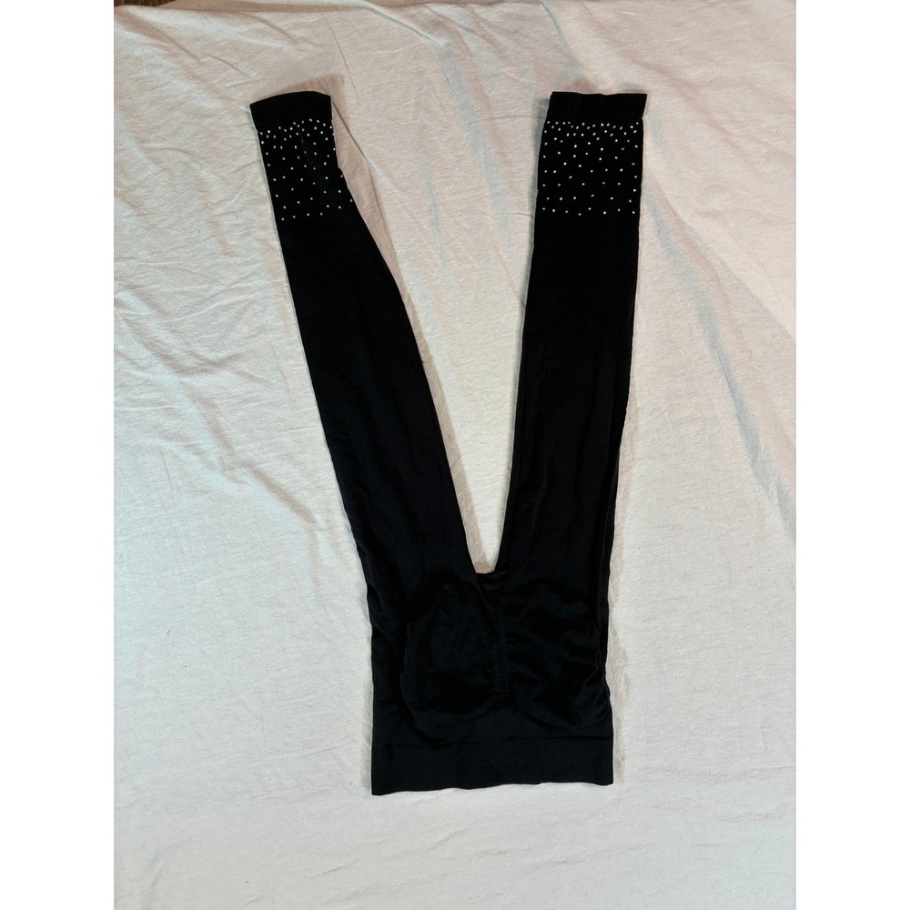 Skweez Couture Womens Shapewear Leggings Size Large Black Rhinestone D54